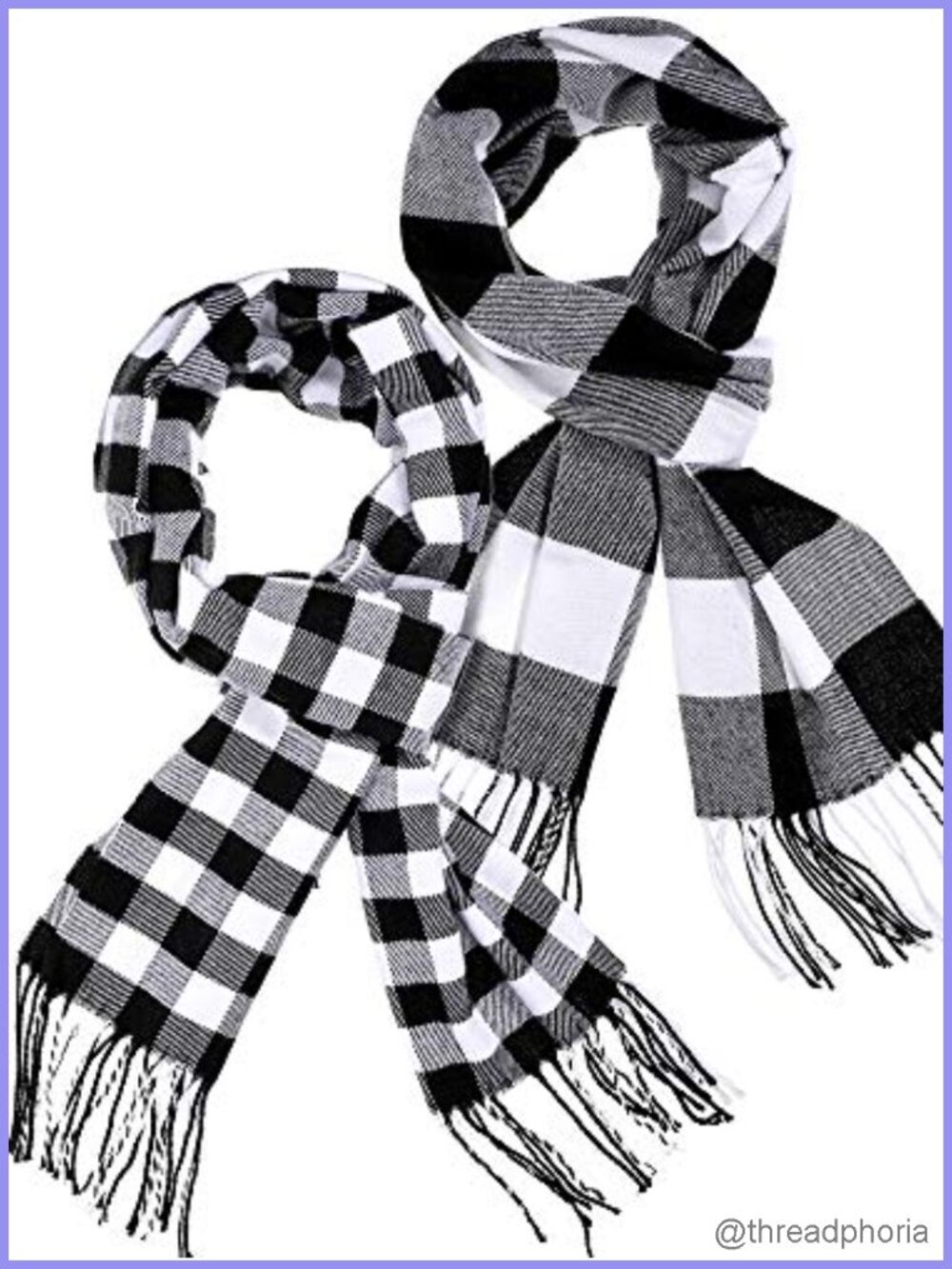 2 Pack Buffalo Plaid Scarf for Women Winter Wrap Shawl 100% Polyester